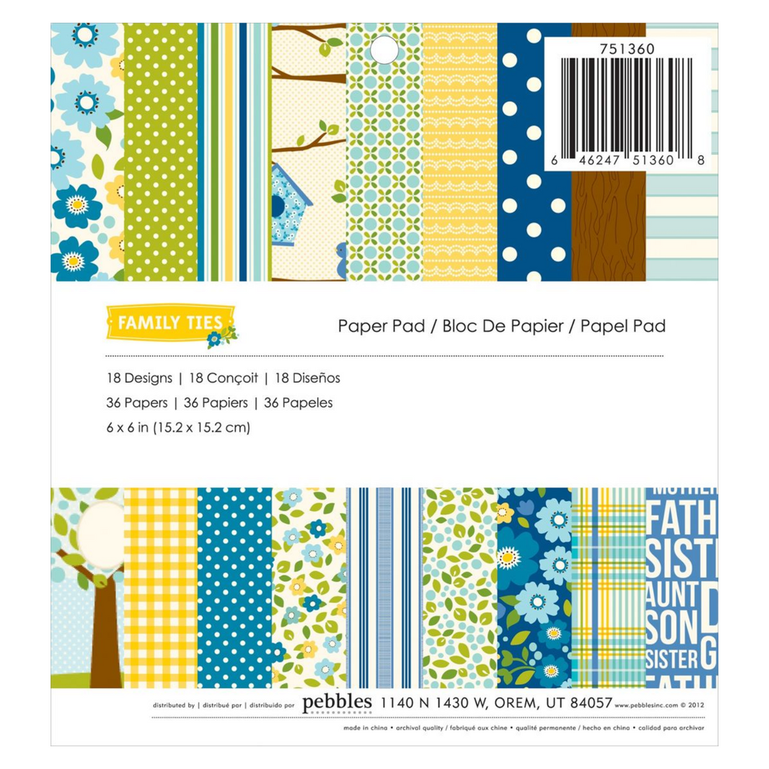 Single-Sided Paper Pad 6x6" / Block de Papel Papel Plebbes