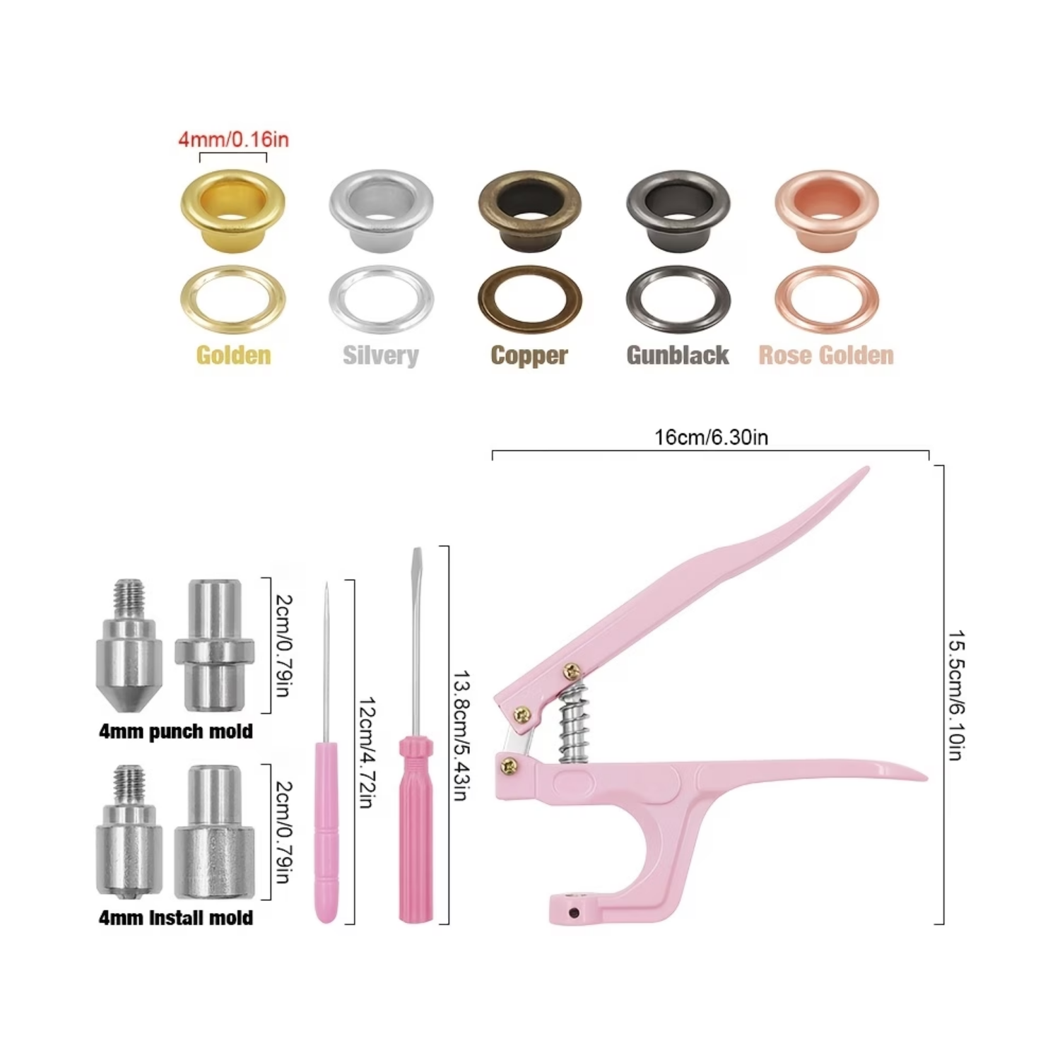 Remachadora de Ojillos Rosa con Ojillos Perforadoras Hobbees