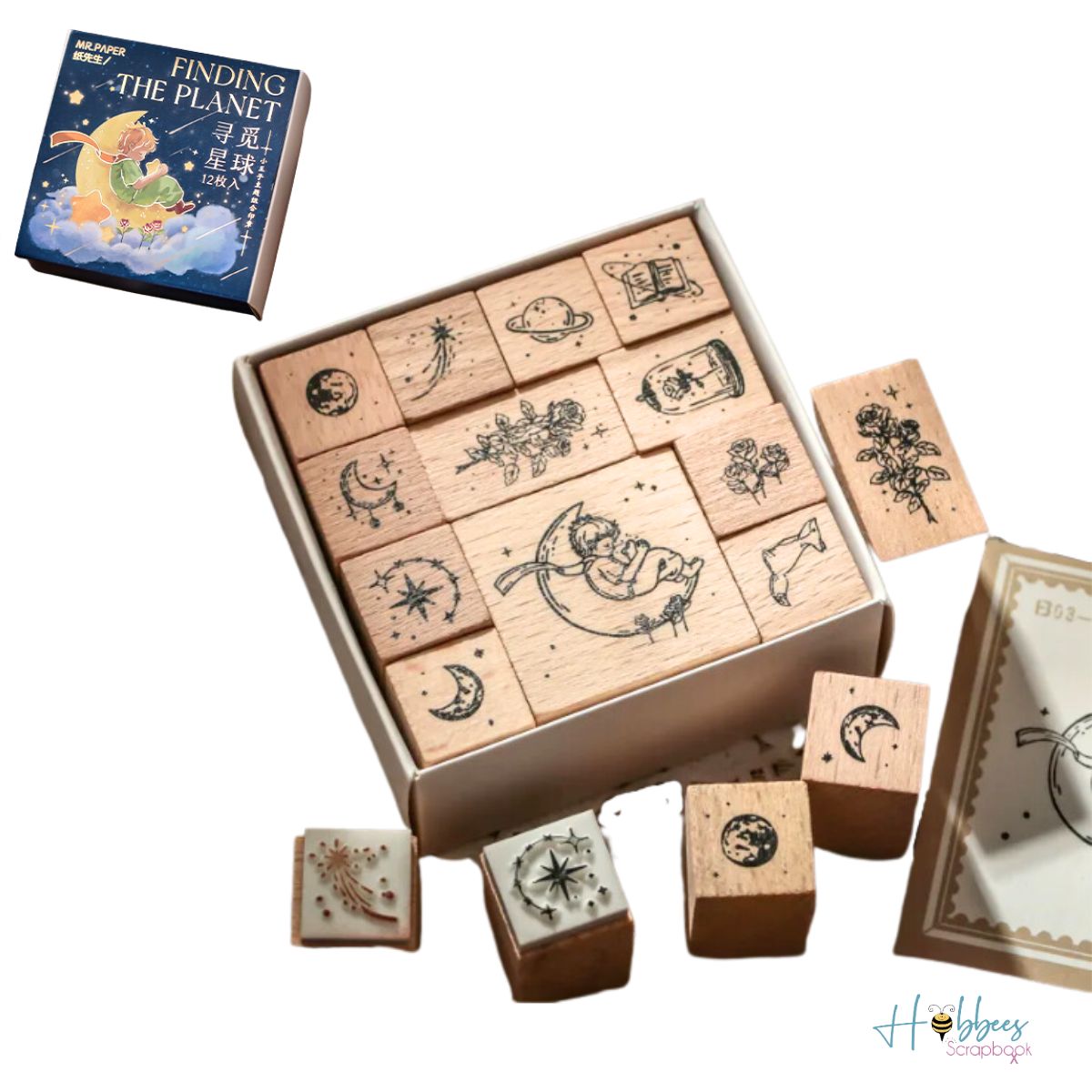 Wooden Rubber Stamps Little Prince  / Sellos de Goma El Principito Descontinuado Mr Paper