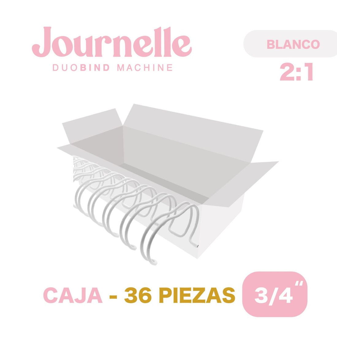 36 Espirales Metálicos Journelle Blancos 3/4" Arillos para Engargolar Angie Guerra &amp; Hobbees