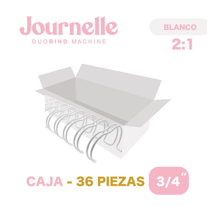 36 Espirales Metálicos Journelle Blancos 3/4" Arillos para Engargolar Angie Guerra &amp; Hobbees