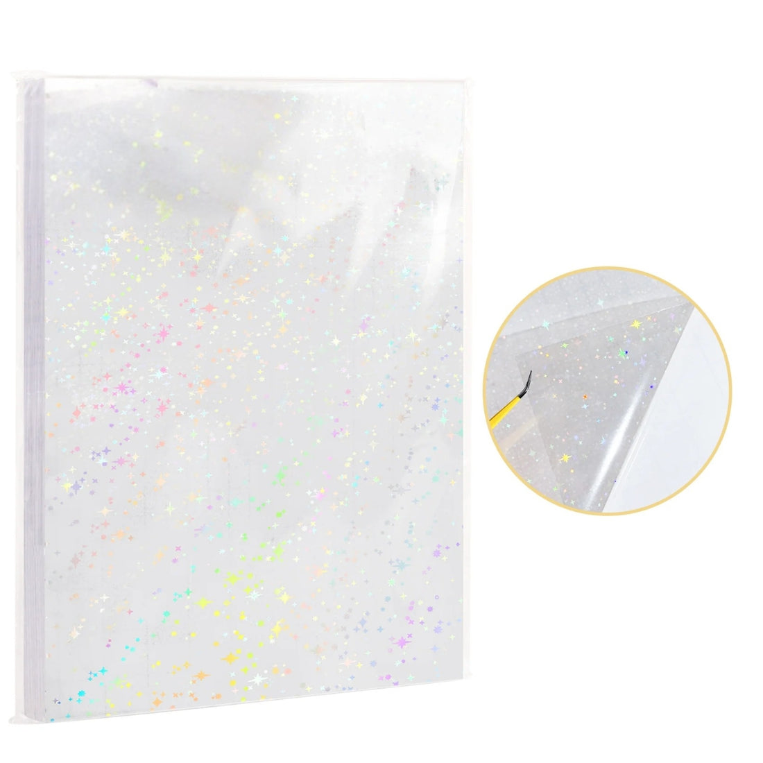 Laminate Sheets Stars Holographic / 10 Hojas Laminado Autoadhesivo Estrellas Holo Acetato y Especializados Teckwrap