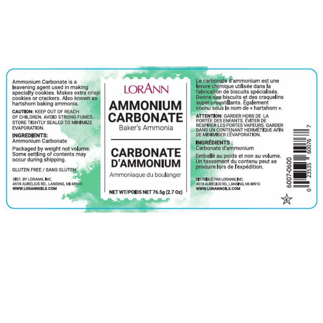 Ammonium Carbonate / Carbonato de Amonio Repostería Lorann Gourmet