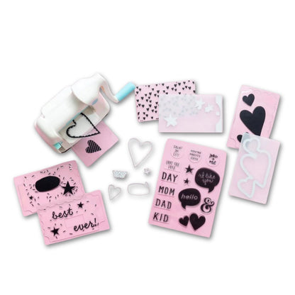 Mini Evolution Machine &amp; Stamping Kit / Máquina de Troquelado, Repujado y Sellado 82 pz Suajadoras / Troqueladoras We R Memory Keepers