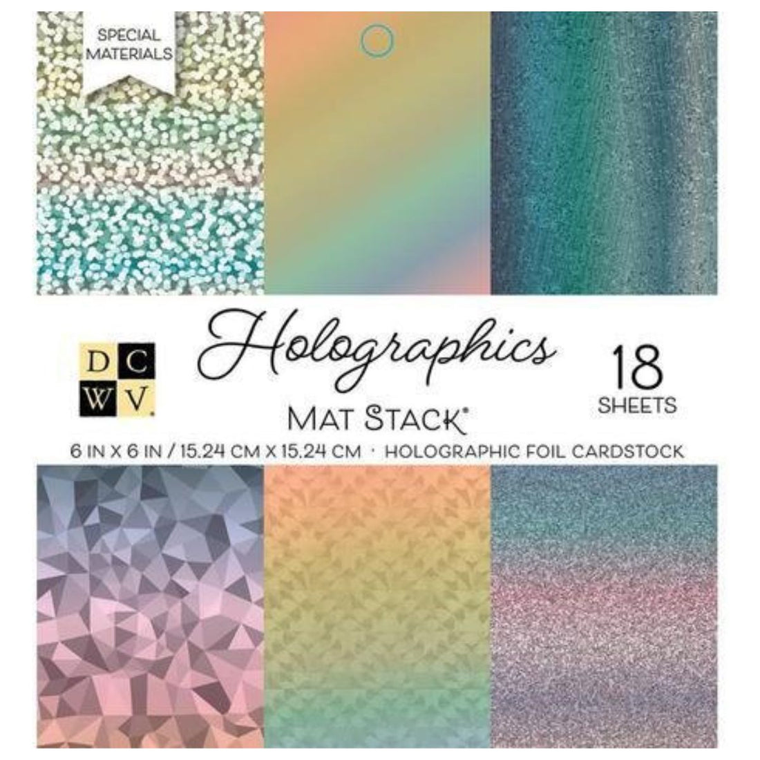 Cardstock Stack 6"X6" Holographics / Block De Cartulinas Holográficas Papel DCWV