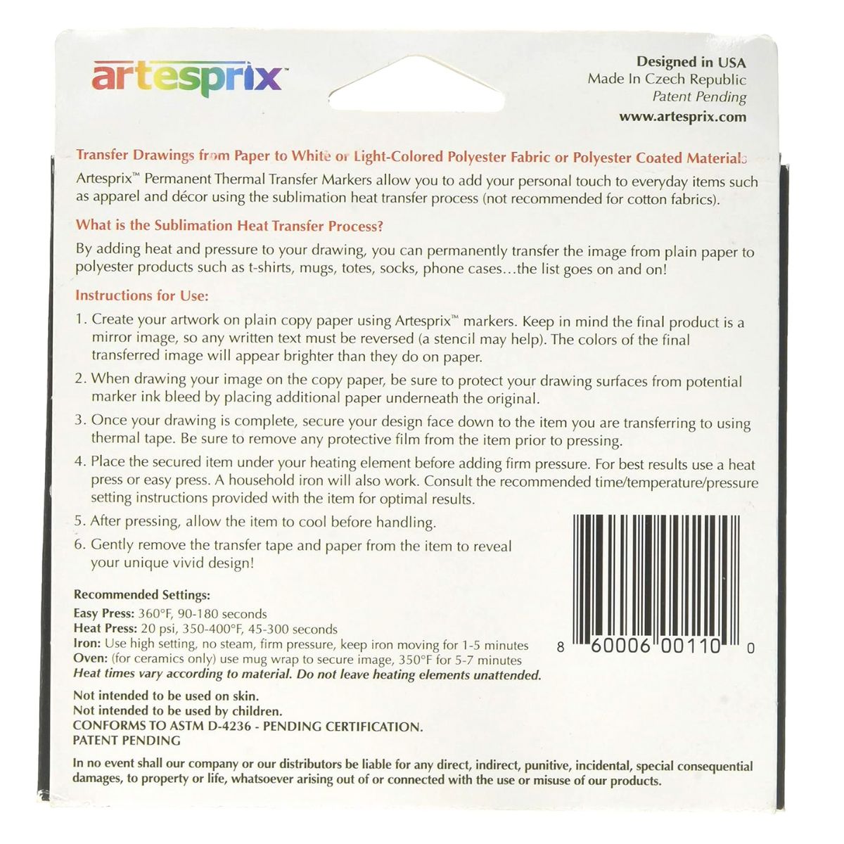 Iron-On-Ink Sublimation Markers / Marcadores para Sublimación Marcadores &amp; Plumones Artesprix