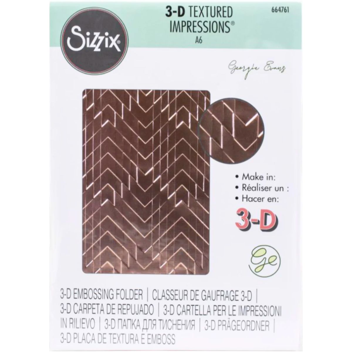 3D Textured Impressiones Staggered Chevron / Folder de Grabado Chevron Escaladado Descontinuado Sizzix