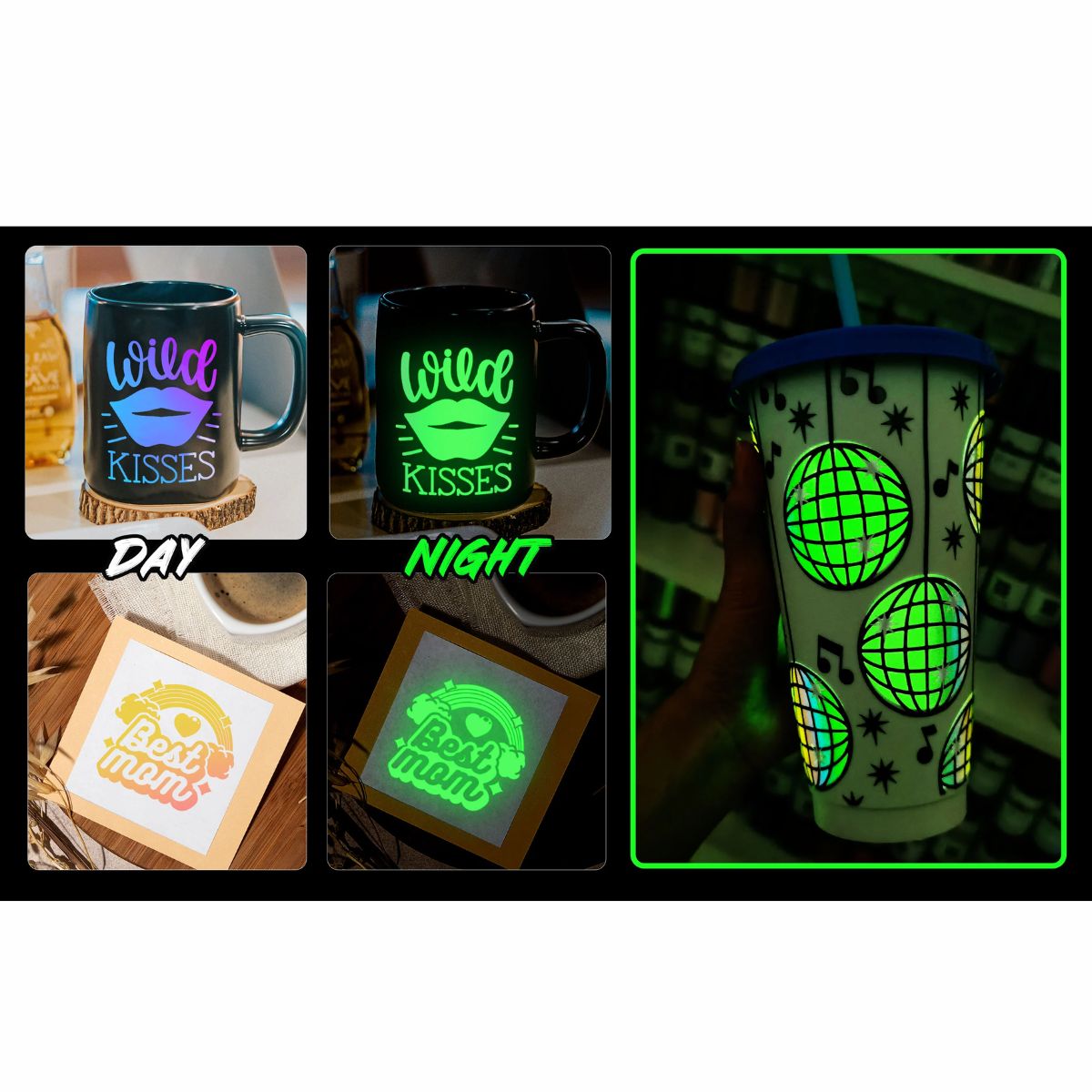 Opal Glow in the Dark Vinyl Peach Yellow Pink / Vinil Adhesivo Brilla en la Obscuridad Descontinuado Teckwrap