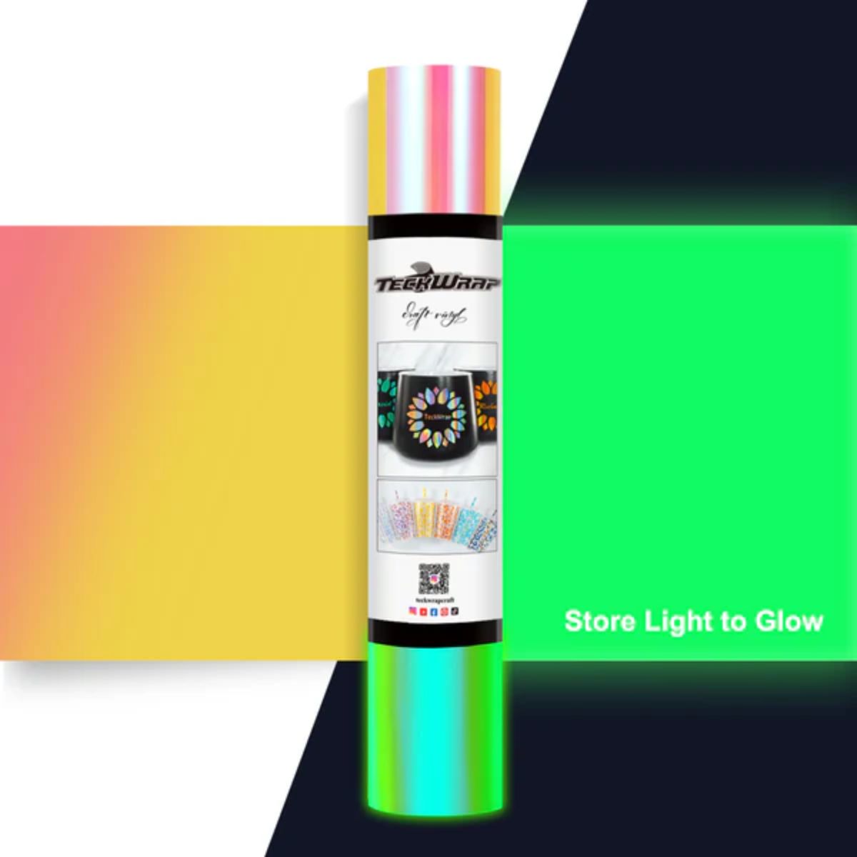 Opal Glow in the Dark Vinyl Peach Yellow Pink / Vinil Adhesivo Brilla en la Obscuridad Descontinuado Teckwrap