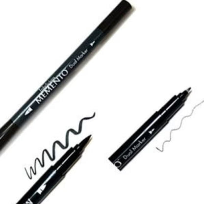 Memento Dual-tip Marker Tuxedo Black / Marcador Doble Punta Negro Marcadores &amp; Plumones TSUKINEKO