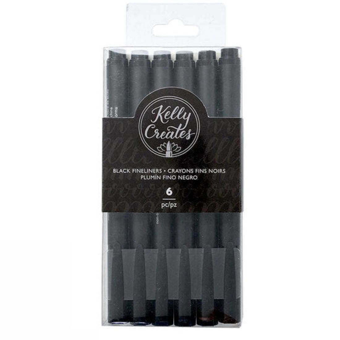 Kelly Creates Fineliner Pens Black / Bolígrafos Punta Fina Negros Caligrafía Kelly Creates