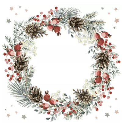 Servilleta de Papel Watercolour Wreath on White 