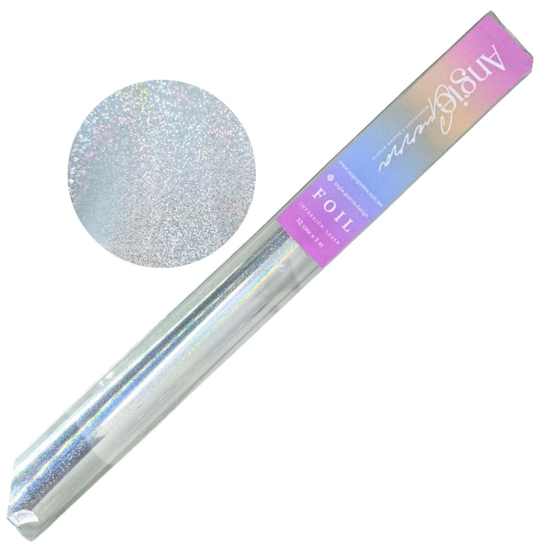 Foil Para Tinta Plata Glitter Holográfico 3m Foil Reactivo Angie Guerra