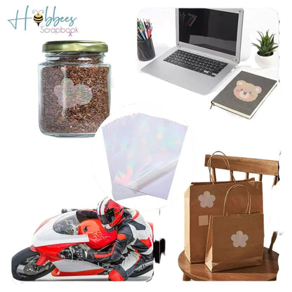 5 Hojas de Vinil Adhesivo Imprimible Holográfico Vidrio Roto Semi-transparente Viniles Hobbees