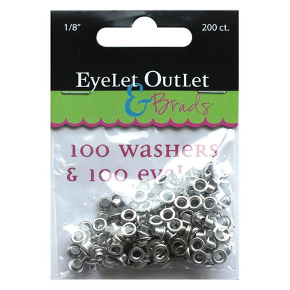 Eyelets &amp; Washers 1/8 inch / 100 Ojillos y 100 Arandelas Descontinuado Eyelet Outlet