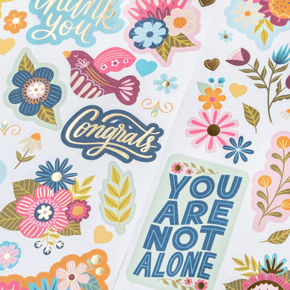 Joyful Notes Stickers / Estampas Decorativas con Foil Stickers Pink Paislee