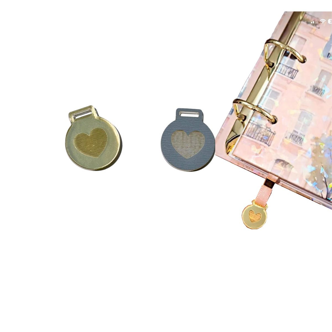 Dije de Acrílico Corazón Dorado Encuadernacion Hobbees