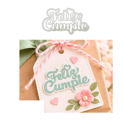 Suaje de Feliz Cumple con Corazón Dados de Corte / Suajes / Troqueles Hobbees