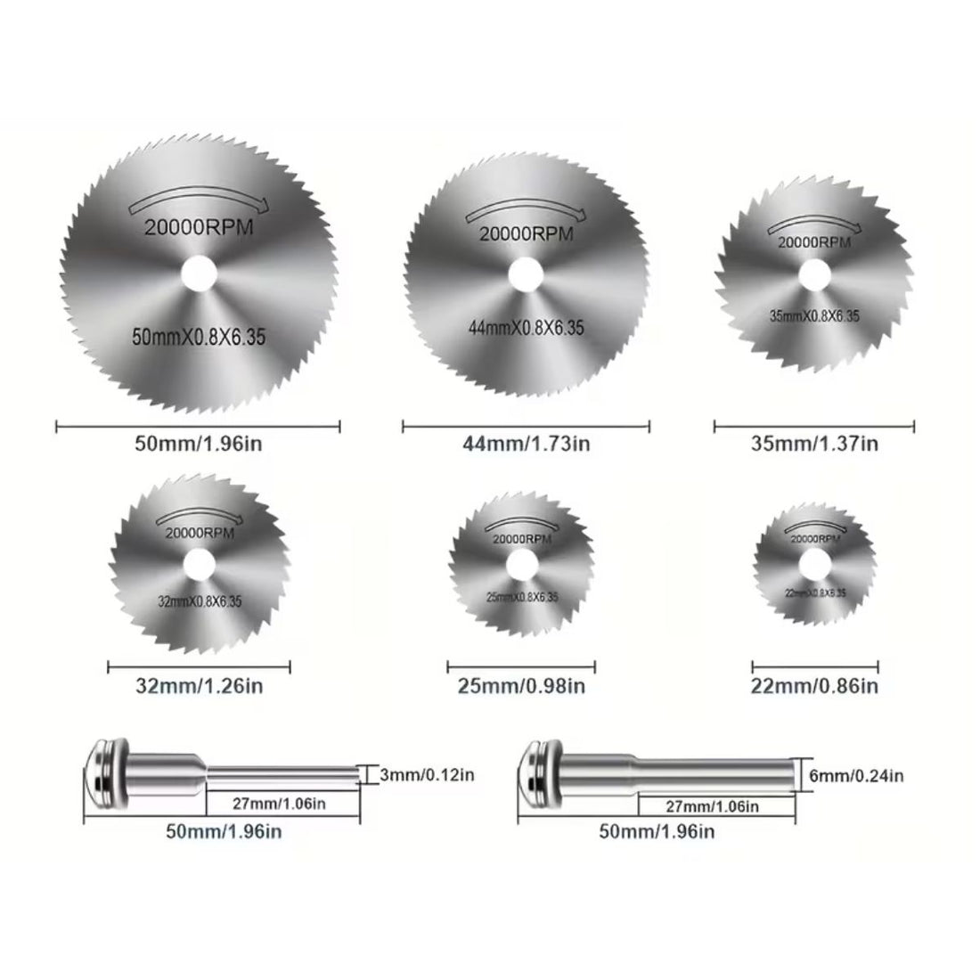 6 Hojas de Sierra HSS para Taladro y Herramienta Rotativa Accesorios Hobbees