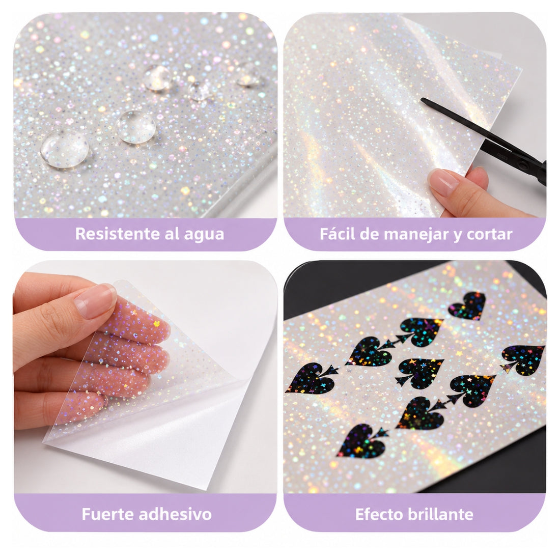 5 Hojas de Laminado en Frío de Estrellas Holográficos Acetato y Especializados Hobbees