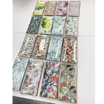 6 Platos de Vidrio Rectangulares Estilo Europeo para Decoupage 26cm Decoupage Decorakel