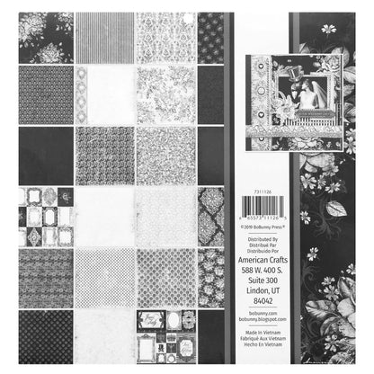 Tuxedos &amp; Tiaras Paper Pad / Block de Papel Blanco y Negro 12" Papel BoBunny