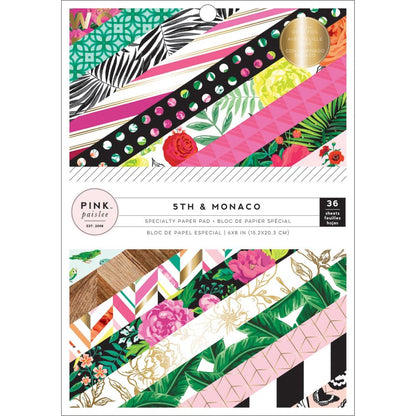 5th &amp; Monaco Paper Pad 6x8" / Block de Papel Floral Papel Pink Paislee
