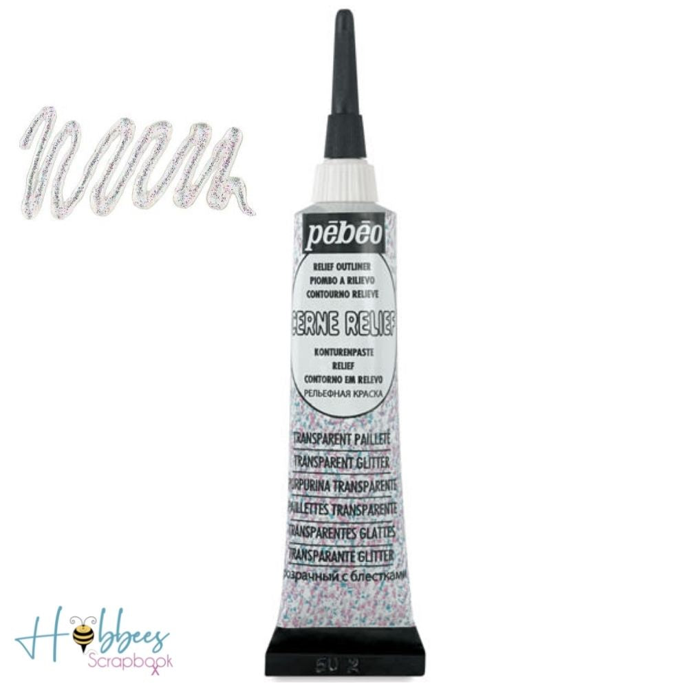 Relief Outliner Transparent with Glitter / Contorno a Relieve con Glitter Descontinuado Pebeo