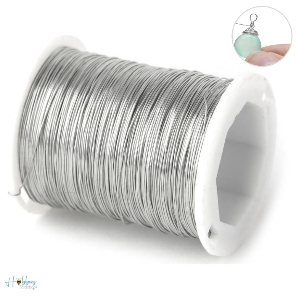 Silver Color Beading Wire 28 G / Alambre Plateado Descontinuado Cousin