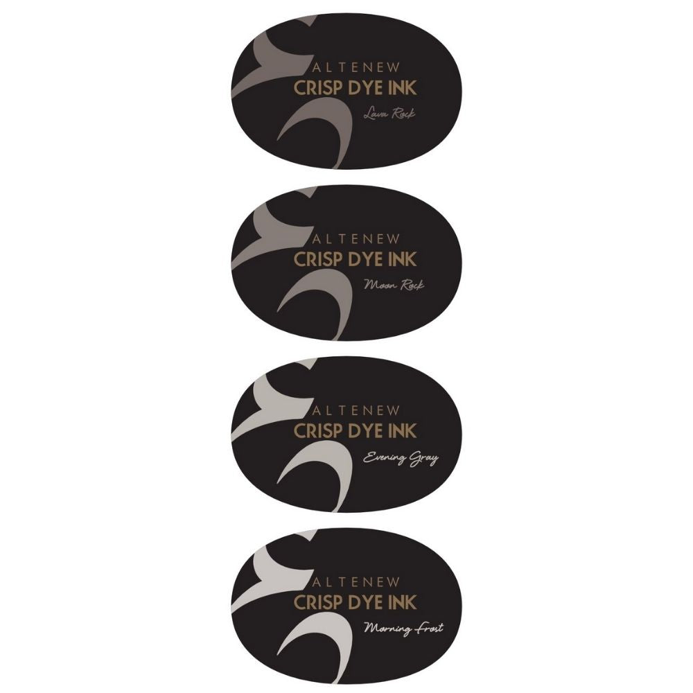 Warm Gray Crisp Dye Ink Oval Set / 4 Cojines de Tinta Grises Descontinuado Altenew