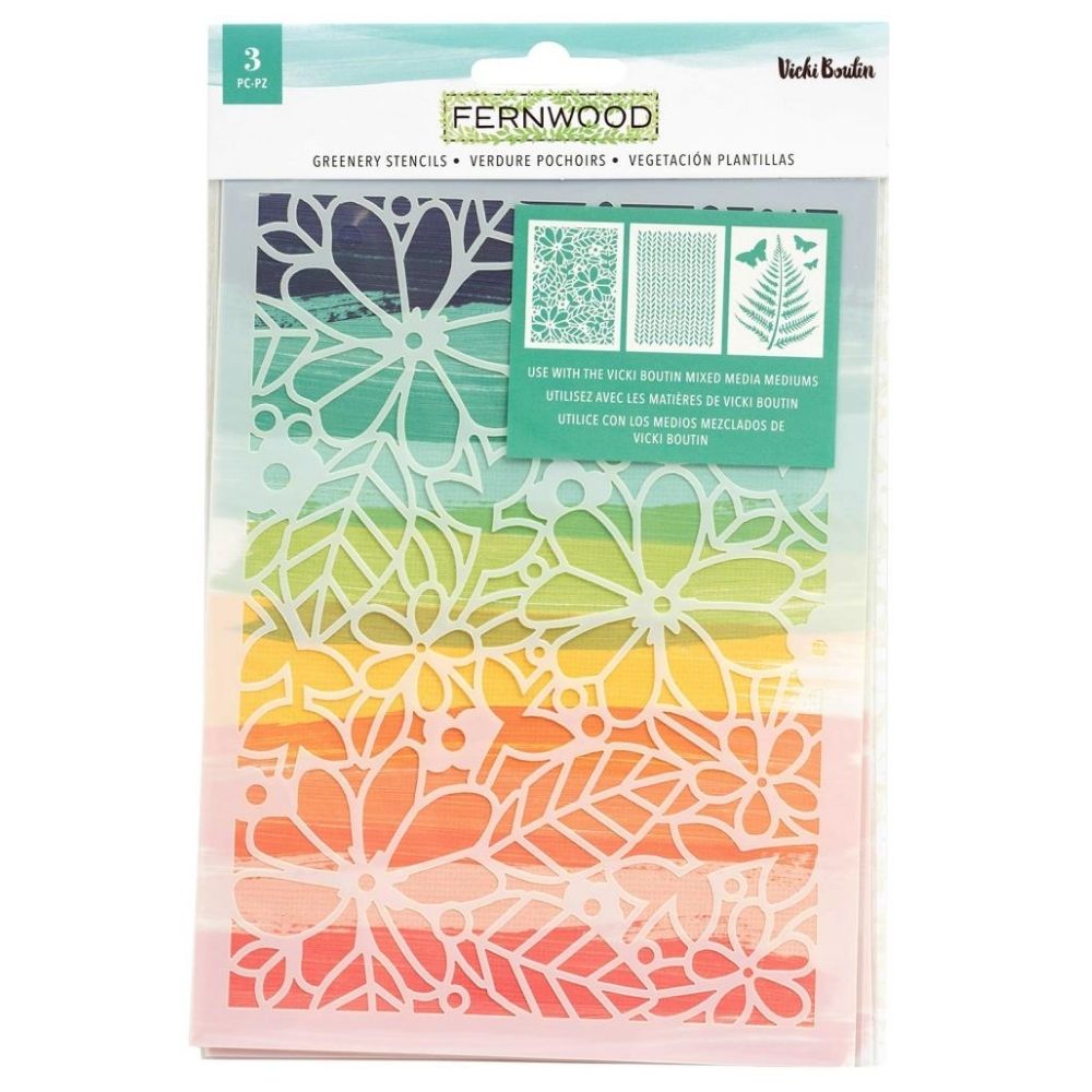 Fernwood Greenery Stencils / 3 Esténciles Fernwood Descontinuado Vicki Boutin