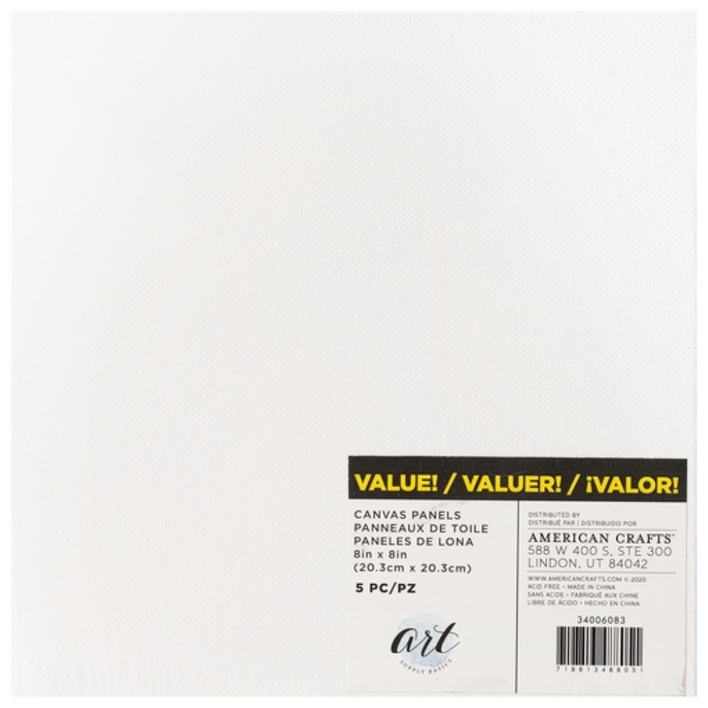 Canvas Panel Pack 8 x 8" / 5 Lienzos para Pintar Lienzos Art Supply Basics