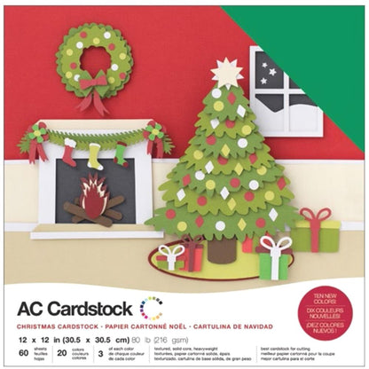 Christmas Variety Cardstock 12" / 60 Hojas de Cartulina de Colores Descontinuado American Crafts