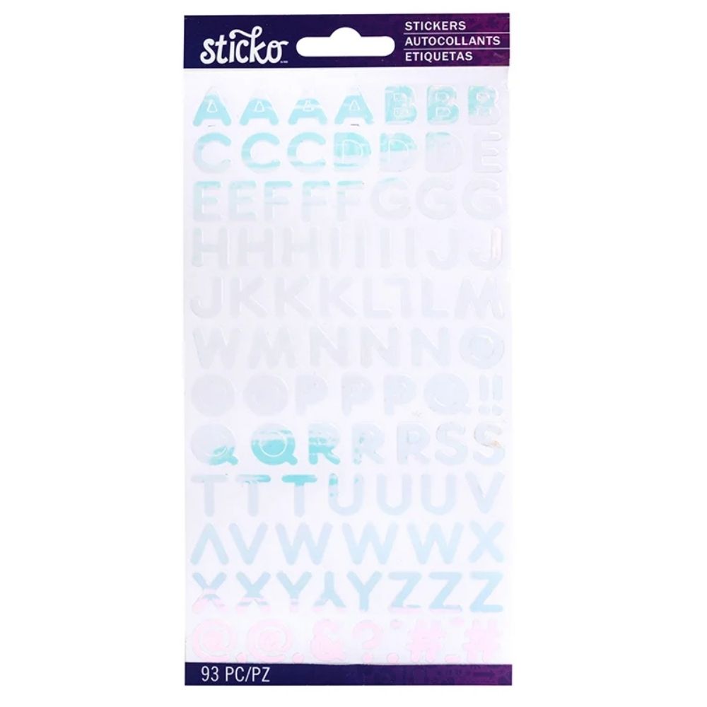 Iridescent Alphabet Stickers Silver / Estampas de Alfabeto Plata DESCONTINUADO Sticko