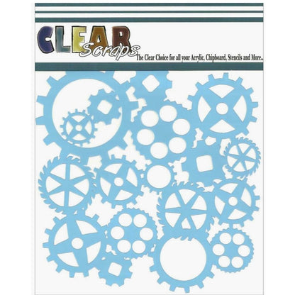 Gears Stencil/ Esténcil Engranes Descontinuado Clear Scraps