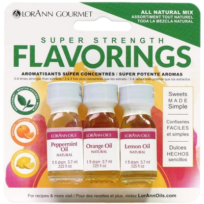 All Natural Flavorings / Saborizantes de Menta, Naranja, Limón Repostería Lorann Gourmet