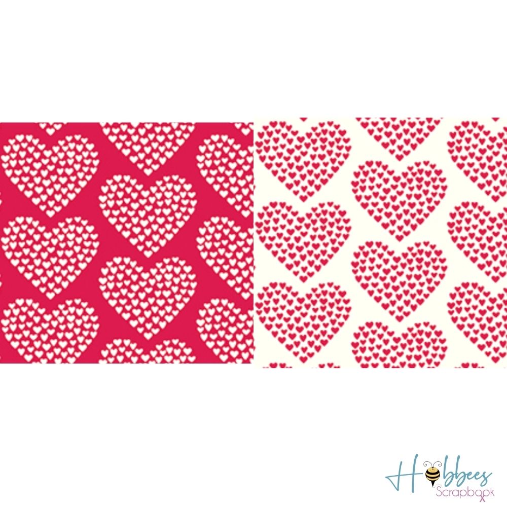 With Love Paper / 1 Hoja Cartulina Doble Cara Corazones Descontinuado Pebbles