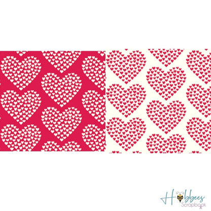 With Love Paper / 1 Hoja Cartulina Doble Cara Corazones Descontinuado Pebbles