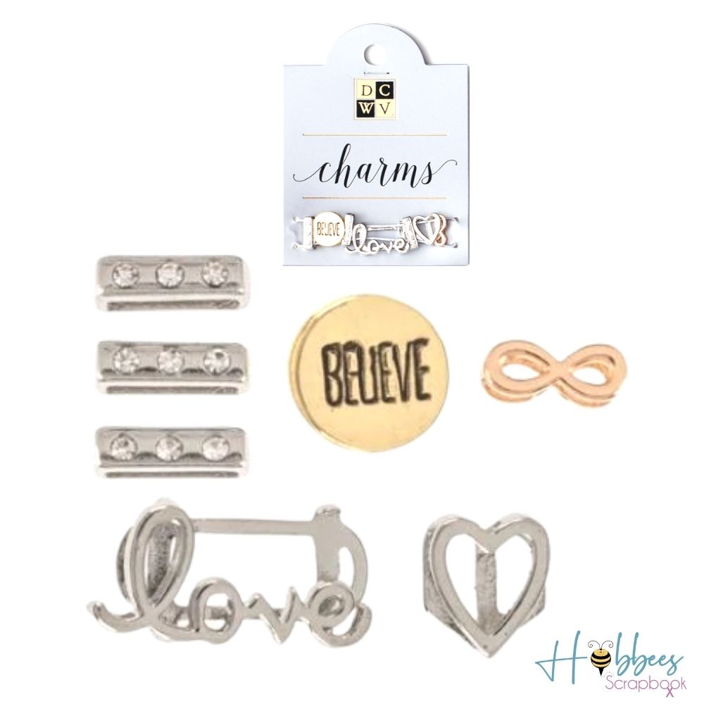 Charms Love / 7 Adornos Metálicos "Amor" Adornos / Embellishments DCWV