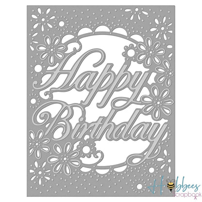 Birthday Flowers Die / Troquel Frase Happy Birthday con Diseño Floral Descontinuado Crafter&