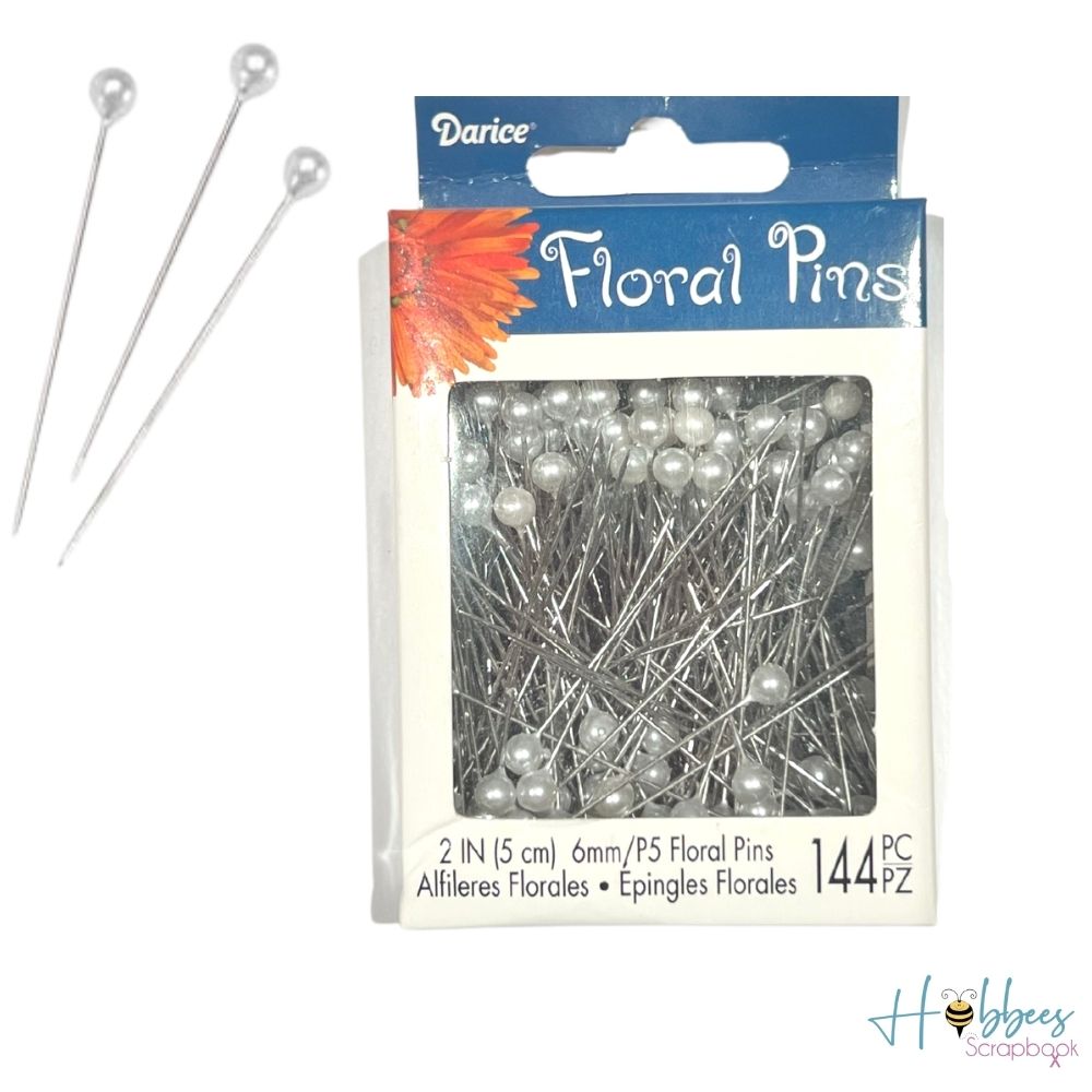 Floral Pins / Alfileres con Cabeza de Perla 5 cm Descontinuado Darice