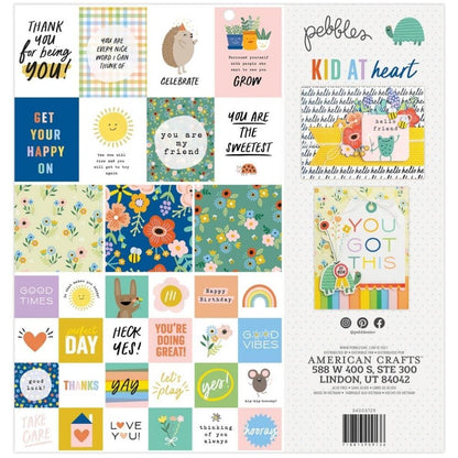 Kid At Heart Paper Pad 12 x 12" / Block de Papel Flores y Frases Papel Pebbles
