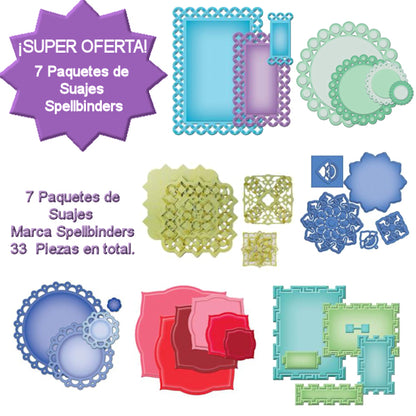 Kit Promocional de 7 Paquetes de Suajes Spellbinders a Precio Especial Descontinuado Spellbinders