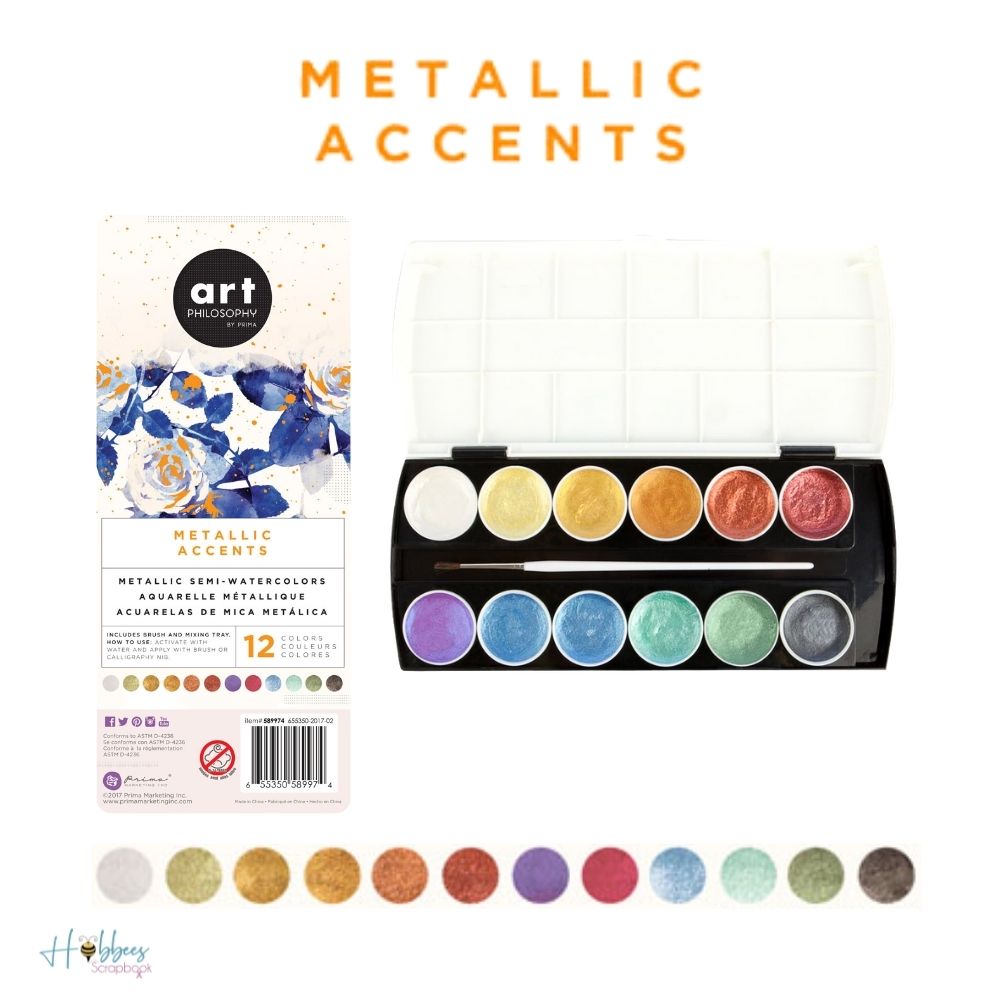 Metallic Accents Semi-Watercolors / Acuarelas Metálicas Acuarela Prima Marketing