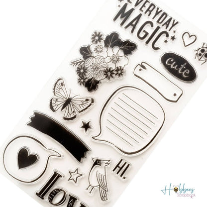 Never Grow Up Clear Acrylic Stamps / Sellos Mariposa y Frases Descontinuado American Crafts