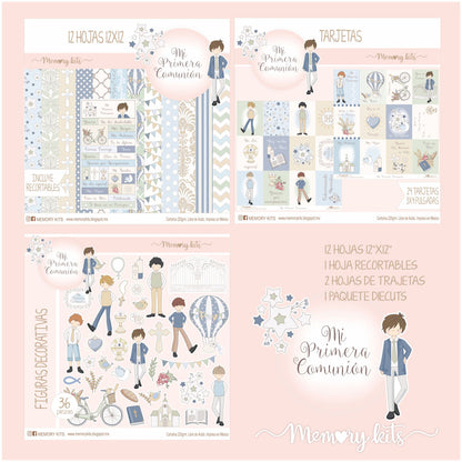 Kit de Papel Cartulina Mi Primera Comunión Niño Descontinuado Memory Kits