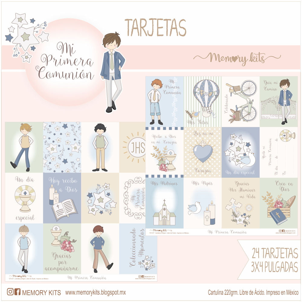 Kit de Papel Cartulina Mi Primera Comunión Niño Descontinuado Memory Kits