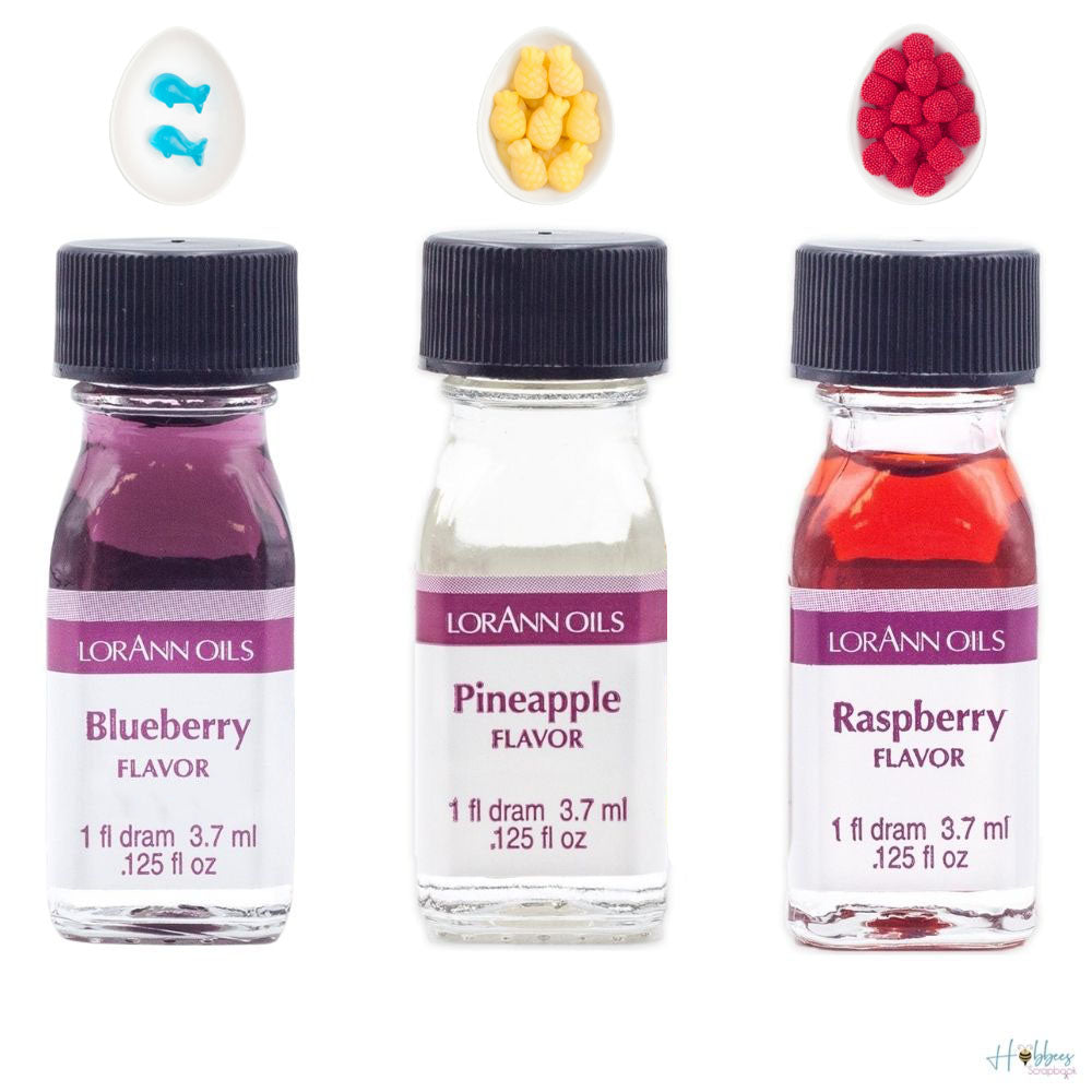 Summer Fruits Flavorings / Saborizantes de Mora Azul, Frambuesa y Piña. Repostería Lorann Gourmet