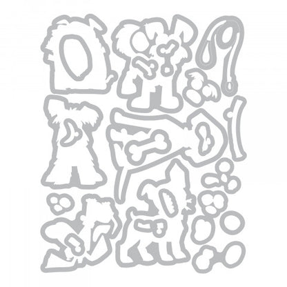 Tim Holtz Framelits Dies Crazy Dogs / Suajes de Perros Locos Descontinuado Sizzix