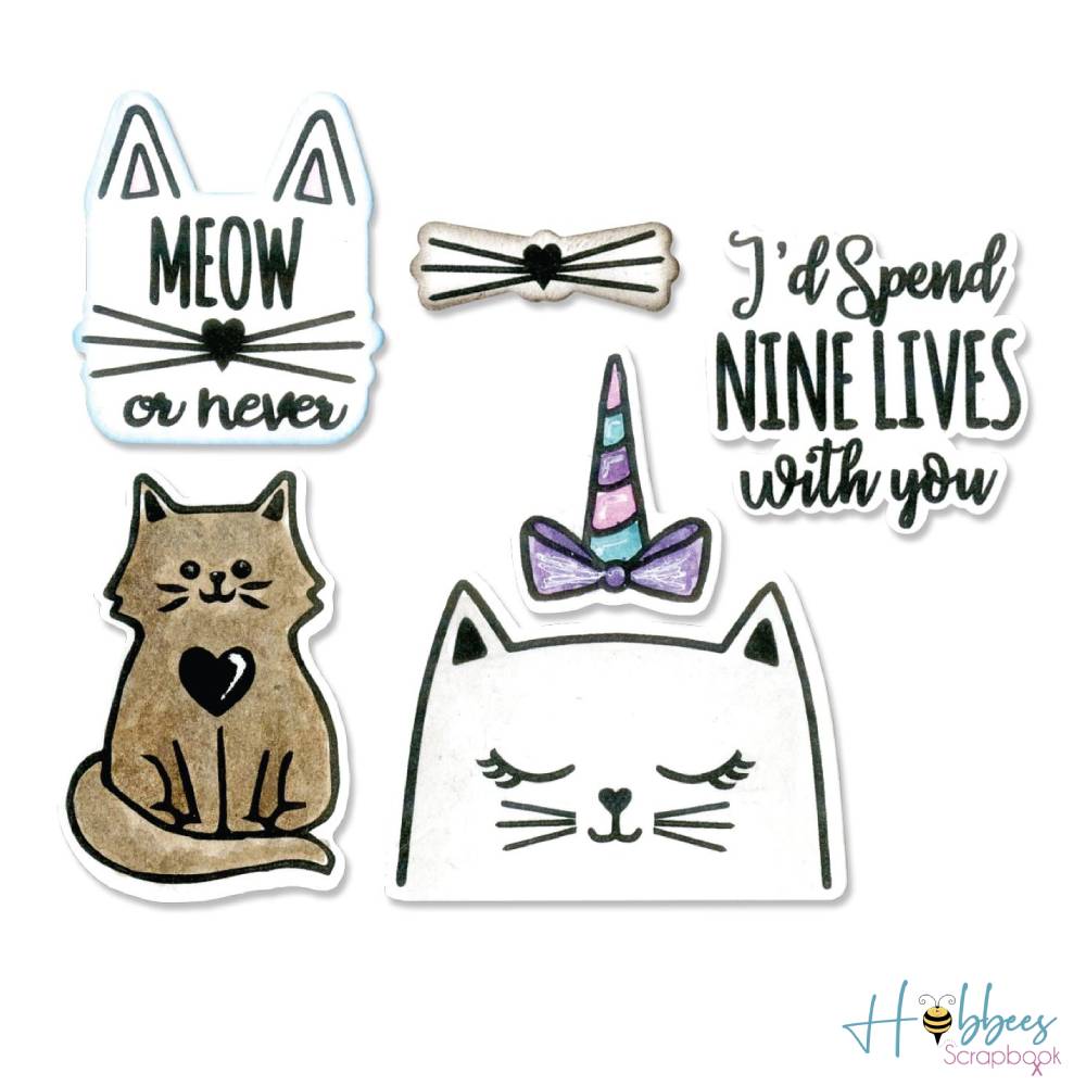 Framelits Die &amp; Stamps Set Nines Lives / Kit de Suajes y Sellos de Nueve Vidas Descontinuado Sizzix